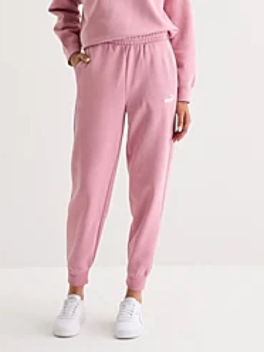 Puma Mid Rise Cuffed Jogger Sweatpants In Pink